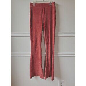 aerie Velvet Ribbed Flare Lounge Pants Elastic Waist Antique Geranium S